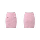 Annie Jacket & Skirt Set - Faux - Pearl Embellishment - Stretch - Jersey Fabric - Front Button Fastening - Two Front Welt Pockets