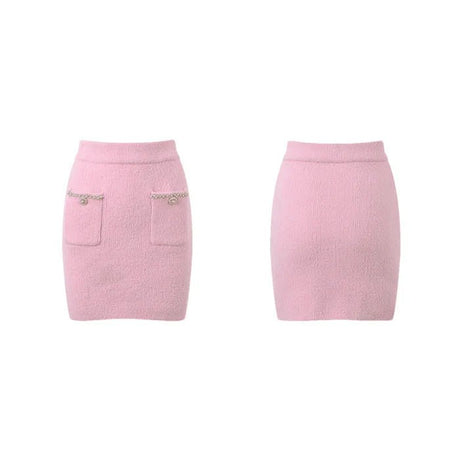 Annie Jacket & Skirt Set - Faux - Pearl Embellishment - Stretch - Jersey Fabric - Front Button Fastening - Two Front Welt Pockets