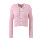 Annie Jacket & Skirt Set - Faux - Pearl Embellishment - Stretch - Jersey Fabric - Front Button Fastening - Two Front Welt Pockets