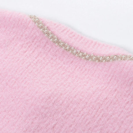 Annie Jacket & Skirt Set - Faux - Pearl Embellishment - Stretch - Jersey Fabric - Front Button Fastening - Two Front Welt Pockets