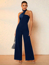 Annie Jumpsuit - Refined Style - Regular Fit Type - Neckline Halter - High Waist Line - Sleeveless - Extra Long Length - Premium Quality