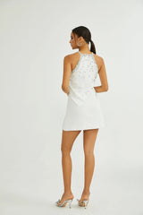 Annie Mini Dress - Choker Design - Sleeveless - Embellished - Rear Zip Fastening