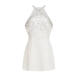 Annie Mini Dress - Choker Design - Sleeveless - Embellished - Rear Zip Fastening