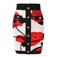 Annie Skirt - Fitted Pencil Style - Floral Pattern - Slim Silhouette - Versatile Styling - Gold - Tone Buttons
