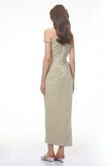 Annunziata Green Asymmetrical Ruched Maxi Dress