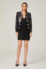 Annunziata Jacket - Round Neck - Sequin & Crystal Embellishment - Buttoned Cuffs