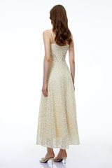 Anouk Cream Sleeveless Maxi Dress with Lace Panels