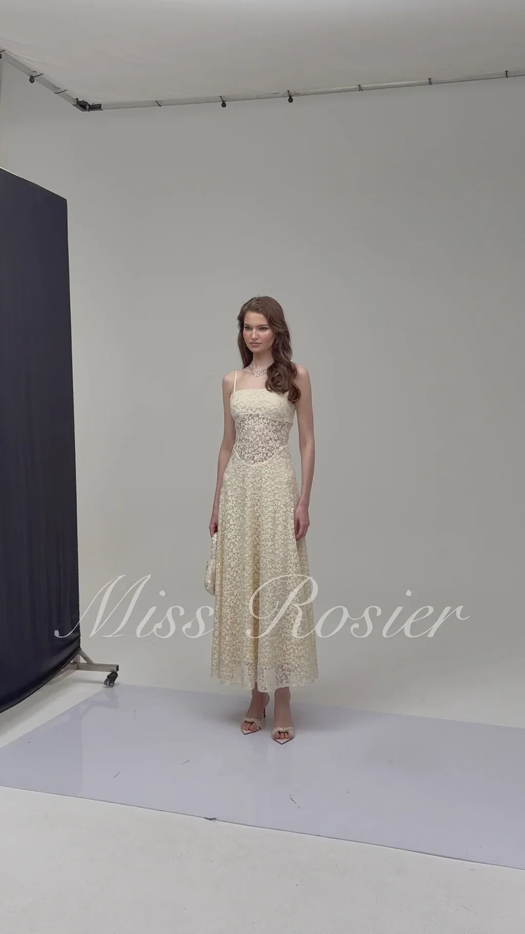 Anouk Cream Sleeveless Maxi Dress with Lace Panels