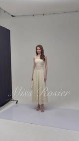 Anouk Cream Sleeveless Maxi Dress with Lace Panels