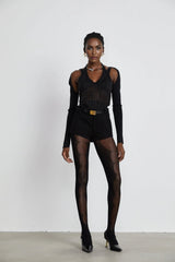 Antonia Top - U - neck - Detachable sleeves - Mesh panels - Bustier style