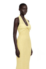 Antonia Yellow Halterneck Bow Maxi Dress