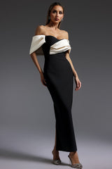 Antonietta Black Off-the-Shoulder Draped Maxi Dress