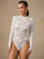 Antonietta Bodysuit - Slim Fit - Knitted Fabric - Long Sleeve Length - Medium Stretch Elasticity - Stand Collar Neckline - Natural Mid Waist Line