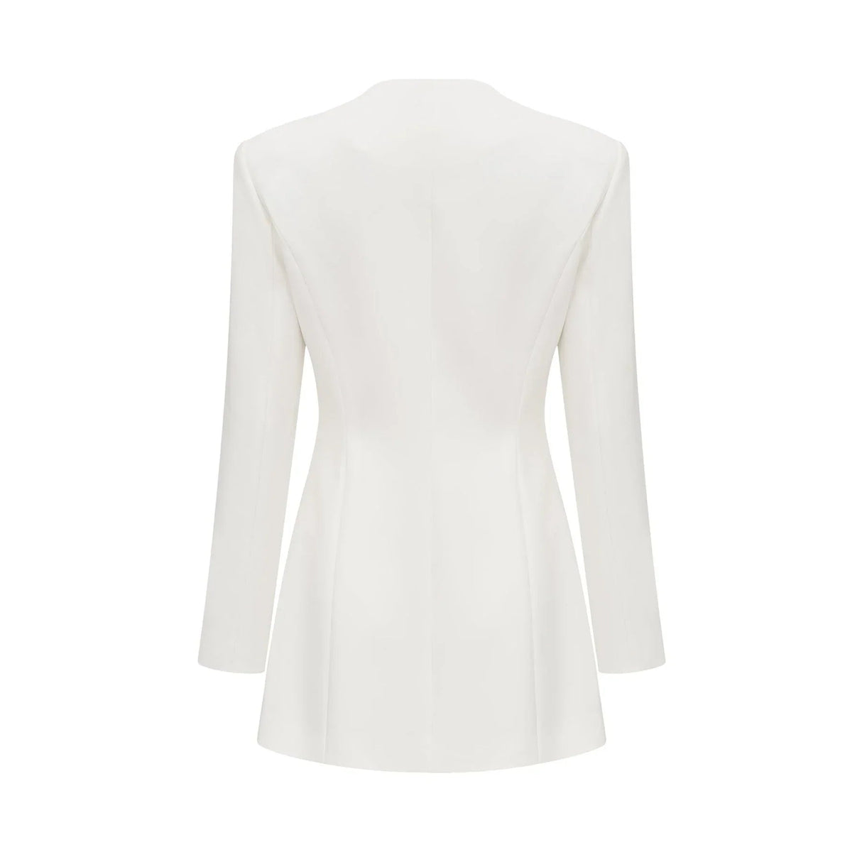 Antonietta Mini Dress - Long Sleeve - Front Button Detailing - Square Neck - Straight Hem