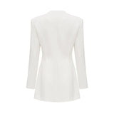 Antonietta Mini Dress - Long Sleeve - Front Button Detailing - Square Neck - Straight Hem