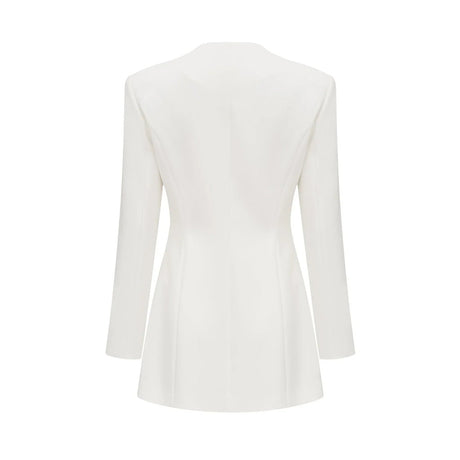Antonietta Mini Dress - Long Sleeve - Front Button Detailing - Square Neck - Straight Hem