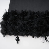 Antonietta Mini Dress - Sleeveless Crew Neck with Feather and Crystal Embellishments