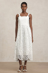Antonietta White Lace Halter Wedding Garden Party Dress