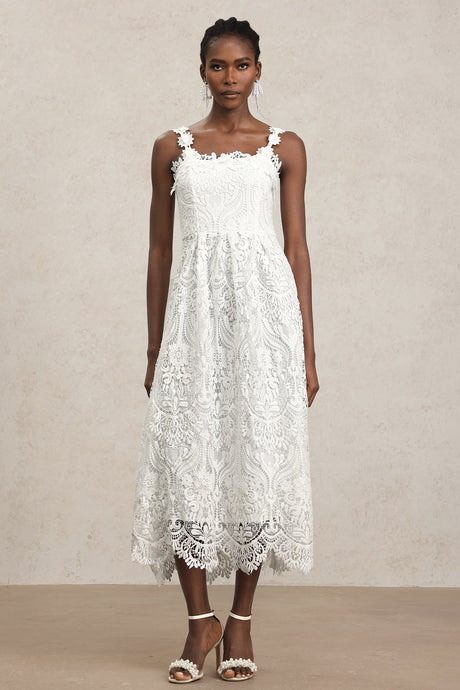 Antonietta White Lace Halter Wedding Garden Party Dress