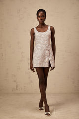 Aoife pink embellished tweed mini dress
