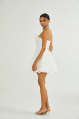 Apolline white fauxflower mini dress