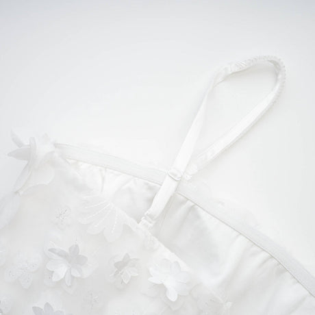 Apolline white fauxflower mini dress
