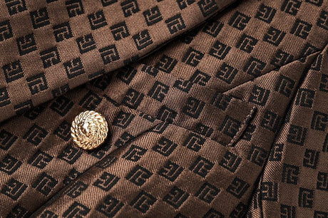 April Blazer - Tailored Double - Breasted Silhouette - Geometric Pattern - Slim Fit - Luxurious Fabric - Versatile Styling