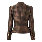 April Blazer - Tailored Double - Breasted Silhouette - Geometric Pattern - Slim Fit - Luxurious Fabric - Versatile Styling