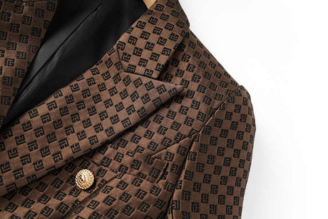 April Blazer - Tailored Double - Breasted Silhouette - Geometric Pattern - Slim Fit - Luxurious Fabric - Versatile Styling