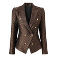 April Blazer - Tailored Double - Breasted Silhouette - Geometric Pattern - Slim Fit - Luxurious Fabric - Versatile Styling