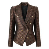 April Blazer - Tailored Double - Breasted Silhouette - Geometric Pattern - Slim Fit - Luxurious Fabric - Versatile Styling