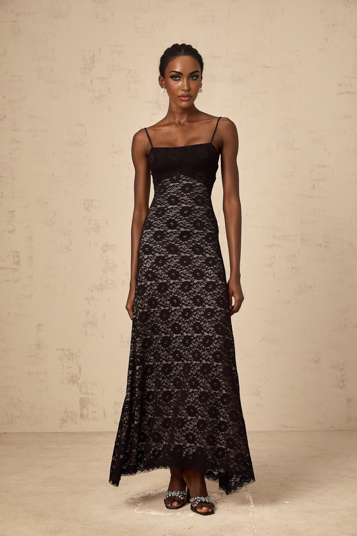 April Floral Maxi Dress - Sleeveless Square - Neck - Open - Back with Rear Tie - Cinched Waist Details