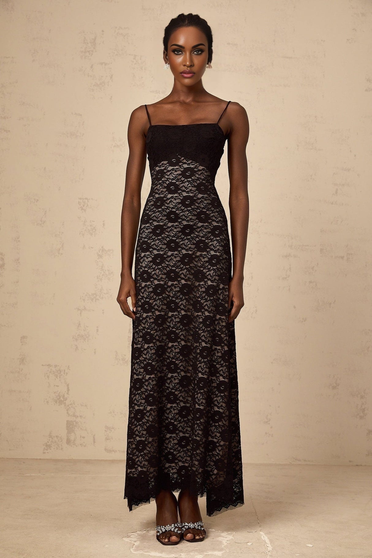 April Floral Maxi Dress - Sleeveless Square - Neck - Open - Back with Rear Tie - Cinched Waist Details