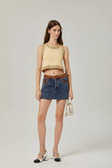 April Vest Top - U - neckline - Sleeveless - Sequined Embellishment