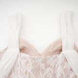 Arantxa white lace pleated maxi dress