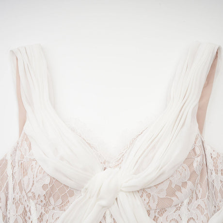 Arantxa white lace pleated maxi dress