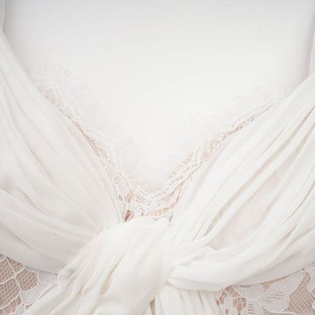 Arantxa white lace pleated maxi dress