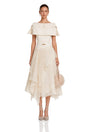 Aria White Asymmetrical Shawl  Tulle Panel Dress Set