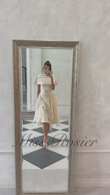 Aria White Asymmetrical Shawl  Tulle Panel Dress Set