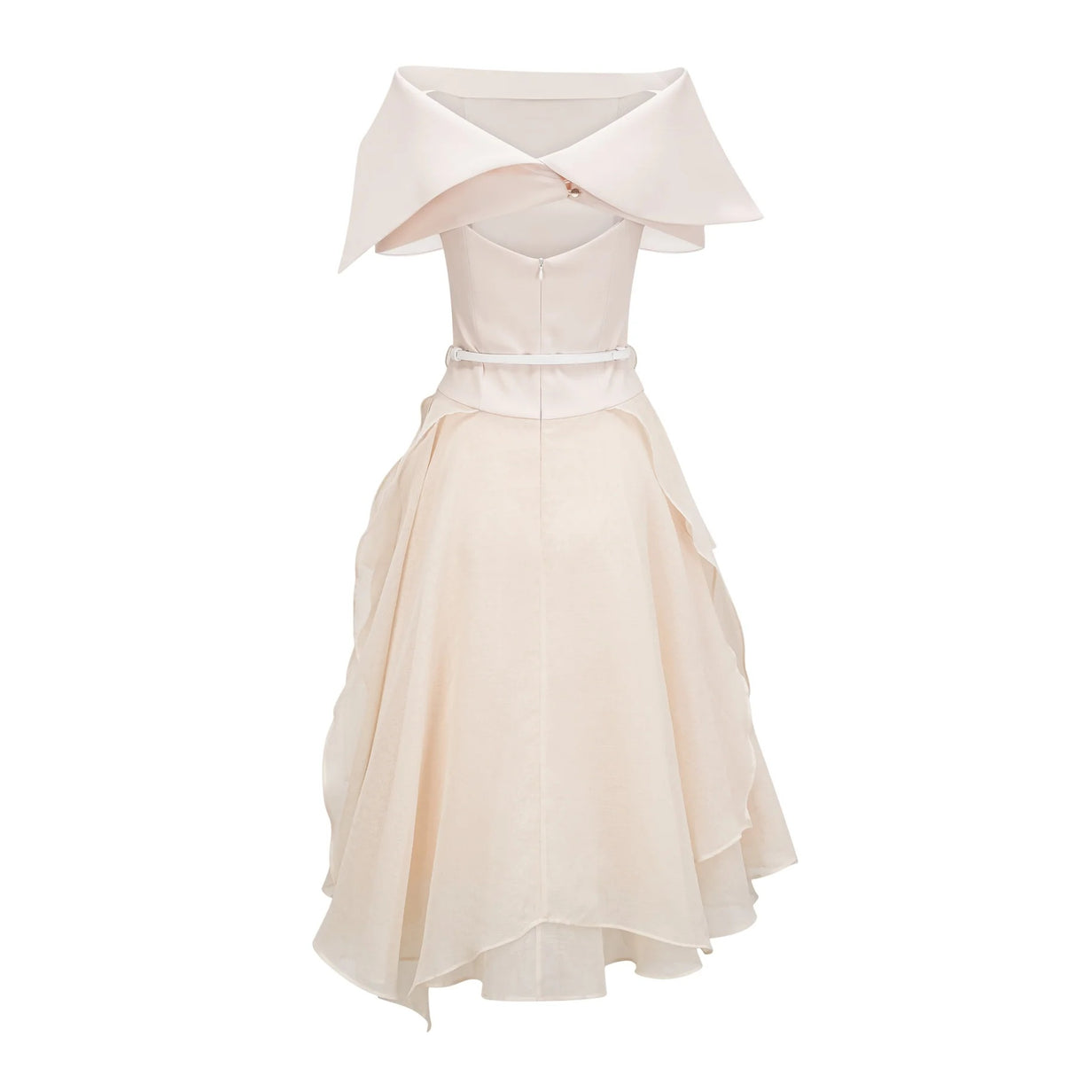 Aria White Asymmetrical Shawl  Tulle Panel Dress Set