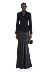 Ariadna Black Tweed Jacket  Satin Skirt Set