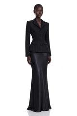 Ariadna Black Tweed Jacket  Satin Skirt Set