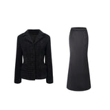 Ariadna Black Tweed Jacket  Satin Skirt Set