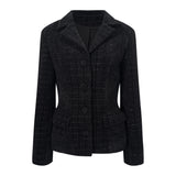 Ariadna Black Tweed Jacket  Satin Skirt Set