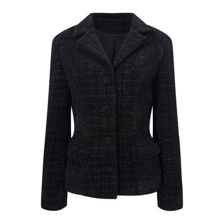 Ariadna Black Tweed Jacket  Satin Skirt Set