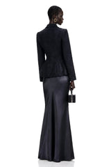 Ariadna Black Tweed Jacket  Satin Skirt Set