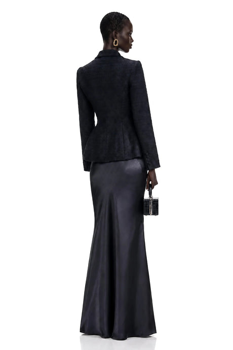 Ariadna Black Tweed Jacket  Satin Skirt Set