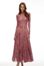 Ariadne Pink Flocked Tulle Maxi Dress