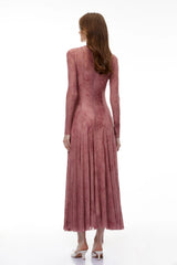 Ariadne Pink Flocked Tulle Maxi Dress