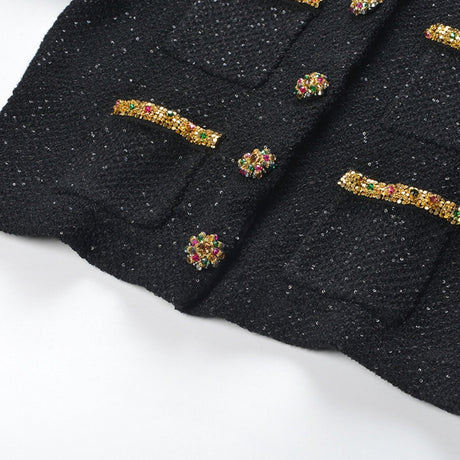 Ariane black sequined tweed jacket  skirt matching set